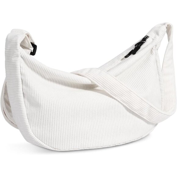 Women Corduroy Beige Imported Polyester Crossbody Lightweight Crescent Sling Bag - Picture 7 of 7